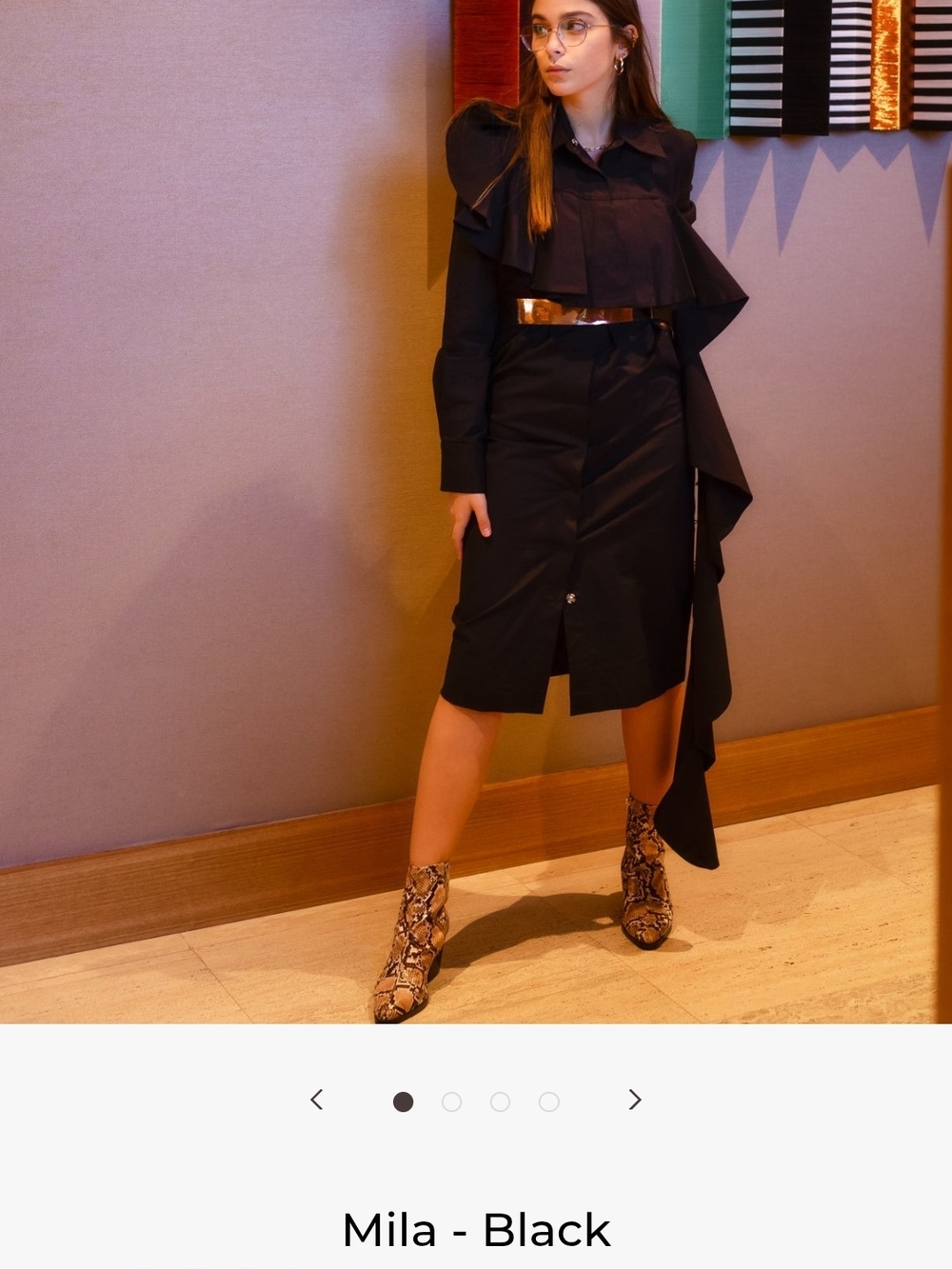 Long-Sleeve Black Asymmetric Dress